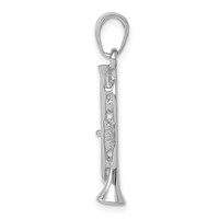 14K White Gold Solid Polished 3-D Trumpet Pendant view 2