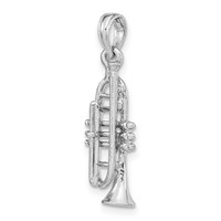 14K White Gold Solid Polished 3-D Trumpet Pendant view 4