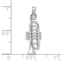 14K White Gold Solid Polished 3-D Trumpet Pendant view 5