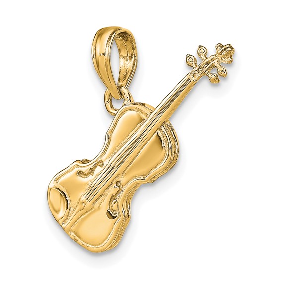 Gold 3D Violin Pendant