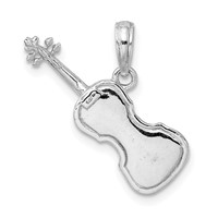 14K White Gold Polished Solid 3-D Violin Pendant view 3
