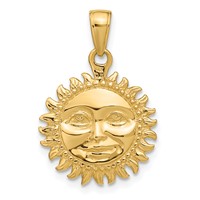 14K Yellow Gold 3-D Solid Polished Reversible Sun Pendant view 3