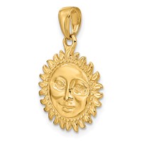 14K Yellow Gold 3-D Solid Polished Reversible Sun Pendant view 5