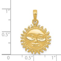 14K Yellow Gold 3-D Solid Polished Reversible Sun Pendant view 4