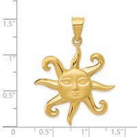 14K Yellow Gold Satin and Polished Sun Pendant view 3
