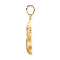 14K Yellow Gold Satin Diamond-cut Open-Backed Large Plumeria Pendant view 2