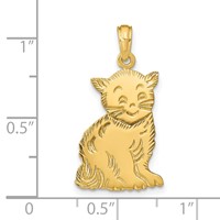 14K Yellow Gold Polished Cat Charm view 4