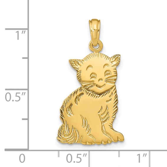 14k Polished Cat Charm