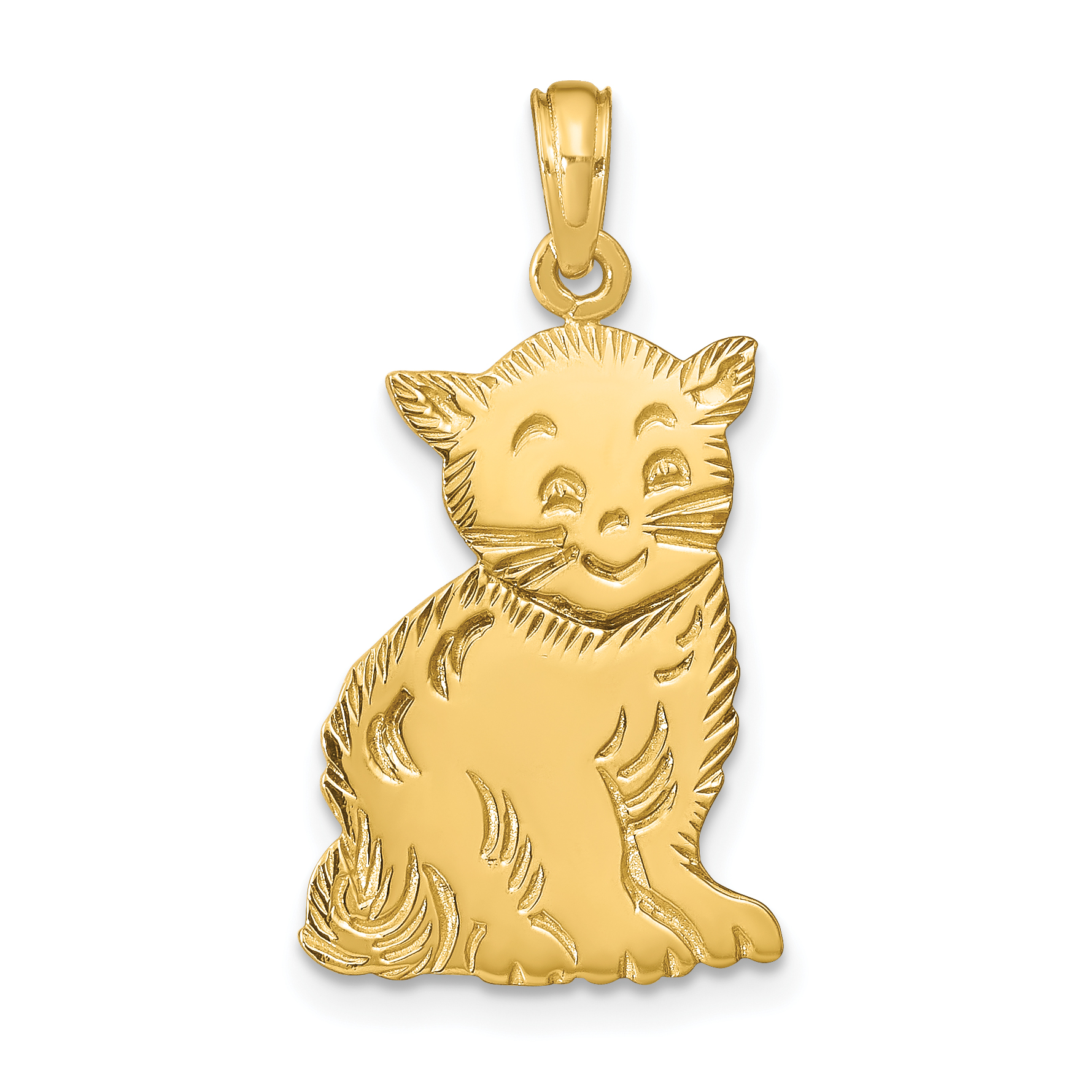 14k Polished Cat Charm (C2358)