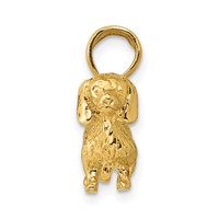 14K Solid Polished 3-D Wire Haired Dachshund Dog Charm view 2