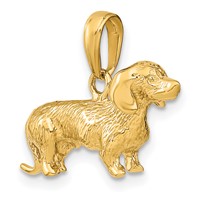 14K Solid Polished 3-D Wire Haired Dachshund Dog Charm view 4