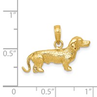 14K Solid Polished 3-D Wire Haired Dachshund Dog Charm view 5