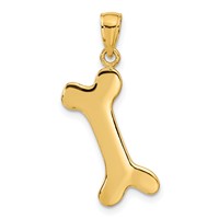 14K Yellow Gold Solid Polished Dog Bone Charm view 3