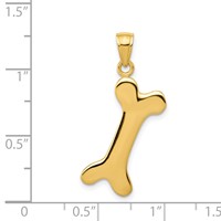 14K Yellow Gold Solid Polished Dog Bone Charm view 4