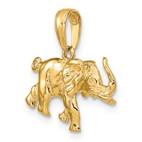 14K Yellow Gold Polished 3-D Elephant Pendant view 5