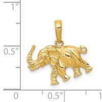 14K Yellow Gold Polished 3-D Elephant Pendant view 4