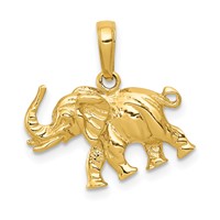 14K Yellow Gold Polished 3-D Elephant Pendant view 1
