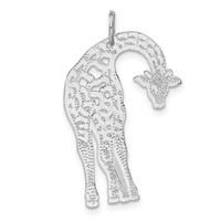 14K White Gold Solid Satin Diamond-cut Flat-Backed Giraffe Charm view 3