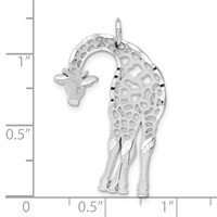 14K White Gold Solid Satin Diamond-cut Flat-Backed Giraffe Charm view 4