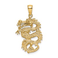 14K Solid 3-D Dragon Pendant view 3