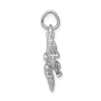14K White Gold Solid Polished 3-D Dragon Charm view 2