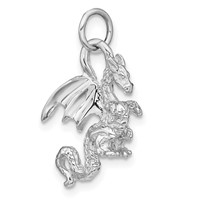 14K White Gold Solid Polished 3-D Dragon Charm view 5