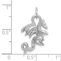 14K White Gold Solid Polished 3-D Dragon Charm view 4