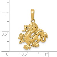 14K Solid Polished Dragon Pendant view 4