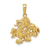 14K Solid Polished Dragon Pendant view 1