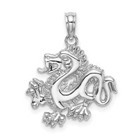 14K White Gold Small Dragon Charm view 1