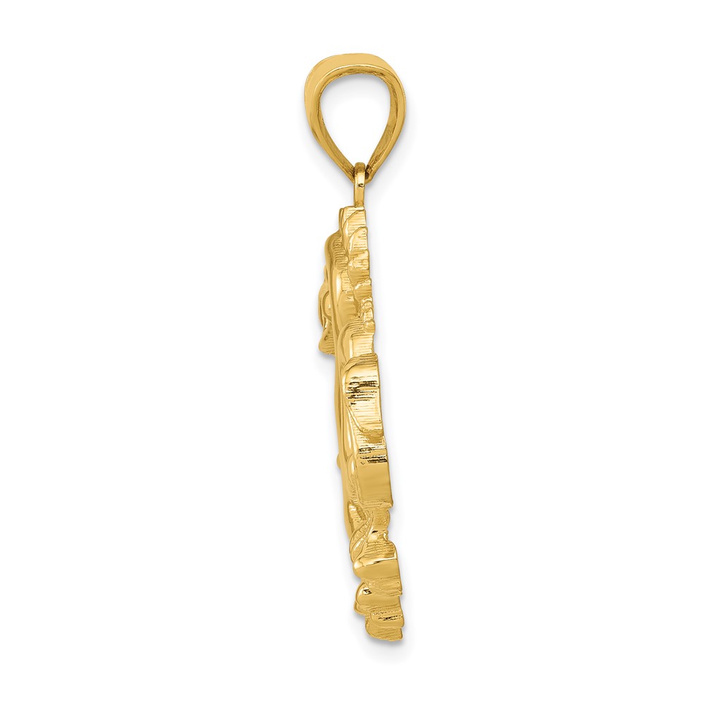 Pre-owned Superdealsforeverything Real 14kt Yellow Gold Solid Polished Dragon Pendant