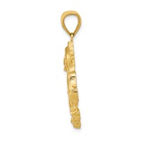 14K Yellow Gold Solid Polished Dragon Pendant view 2