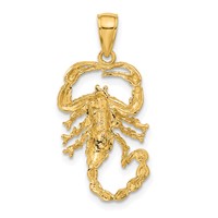 14K Yellow Gold Solid Polished Open-Backed Scorpion Pendant view 3