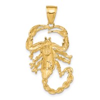 14K Yellow Gold Large Solid Polished Open-Backed Scorpion Pendant view 3