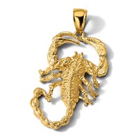 14K Yellow Gold Large Solid Polished Open-Backed Scorpion Pendant view 5