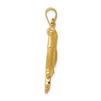 14K Yellow Gold Solid Polished Open-Backed Rooster Pendant view 2