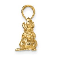 14K Yellow Gold Solid 3-D Squirrel Charm with Nut view 2