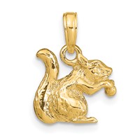 14K Yellow Gold Solid 3-D Squirrel Charm with Nut view 3