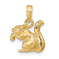 14K Yellow Gold Solid 3-D Squirrel Charm with Nut view 1