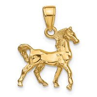 14K Yellow Gold Solid Polished 3-D Horse Charm view 3