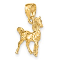 14K Yellow Gold Solid Polished 3-D Horse Charm view 5