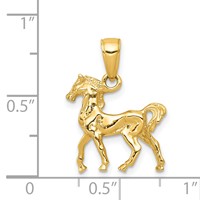 14K Yellow Gold Solid Polished 3-D Horse Charm view 4