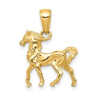 14K Yellow Gold Solid Polished 3-D Horse Charm view 1