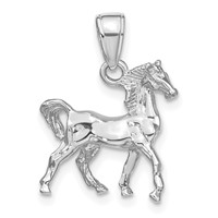 14K White Gold Solid Polished 3-D Horse Charm view 3