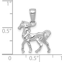 14K White Gold Solid Polished 3-D Horse Charm view 4