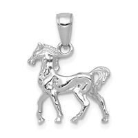 14K White Gold Solid Polished 3-D Horse Charm view 1