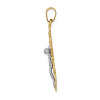 14K Two-tone Fleur De Lis Crucifix Pendant view 2