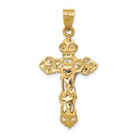 14K Two-tone Fleur De Lis Crucifix Pendant view 4