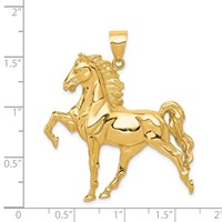 14K Yellow Gold Large Solid Polished Open-Backed Horse Pendant view 4