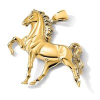 14K Yellow Gold Large Solid Polished Open-Backed Horse Pendant view 5